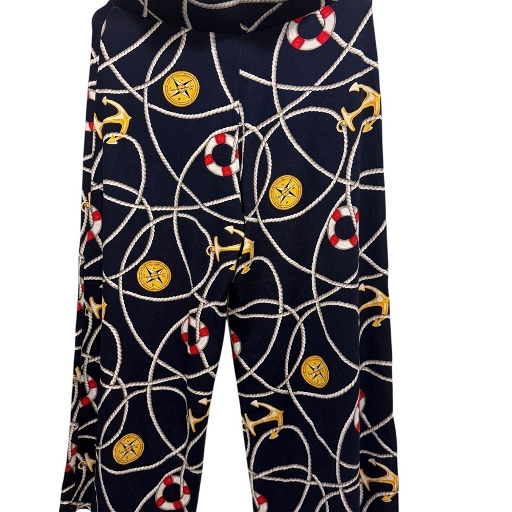 LAUREN Ralph Lauren Nautical Wide Leg Soft Palazzo Pants - Picture 9 of 9